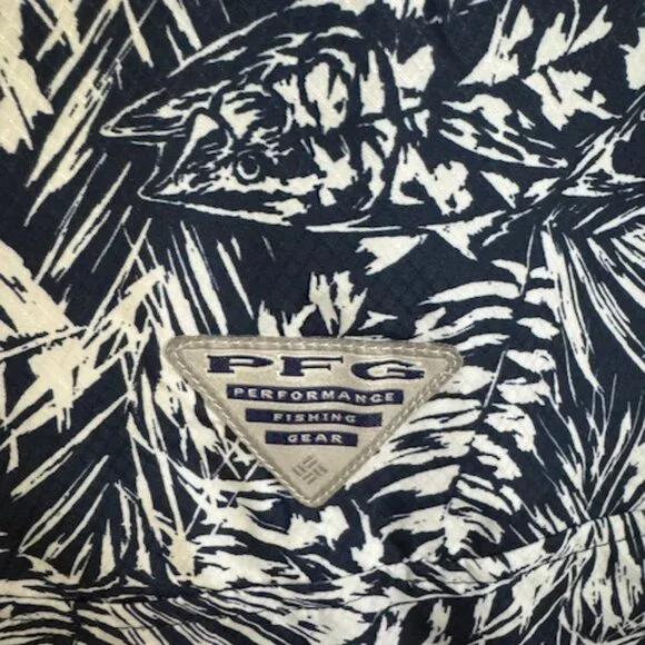 Columbia PFG Tamiami Men's Navy Shirt Fishing Gear UPF 30 Vented Short Sleeve M - Picture 4 of 6